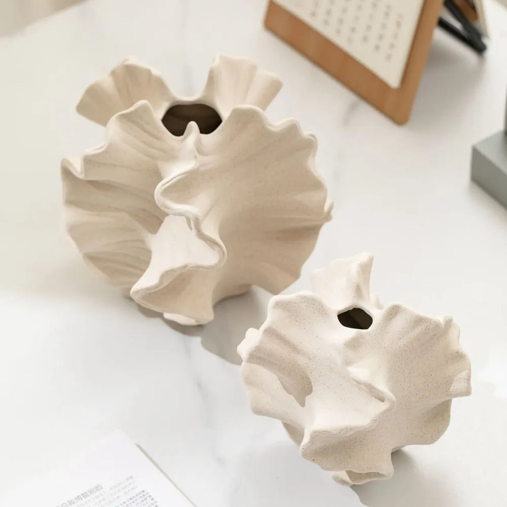 CAPIRON Vaso in ceramica color corallo, arte nordica, beige opaco, contenitore per fiori, erba della pampa, centrotavola per soggiorno.