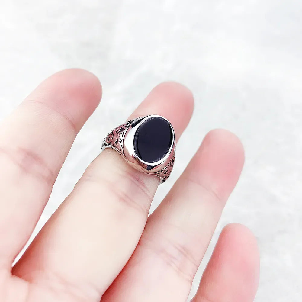 Nero Oval Signet Ring Europe Style Fine Jewelry For Women Men Summer Brand New Vintage 925 Sterling Silver Gift