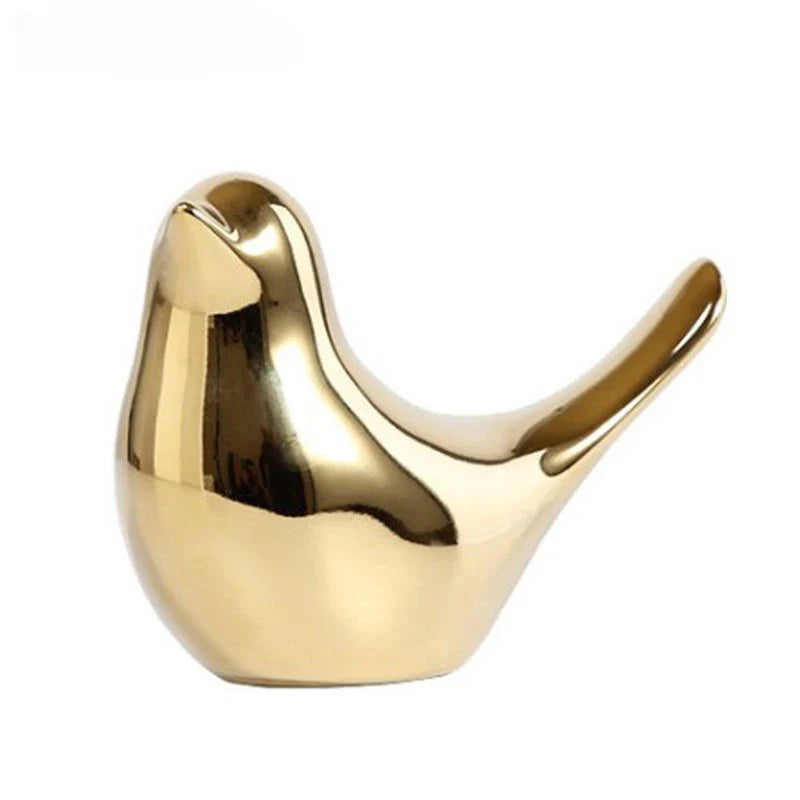 Bird Figure 4 Sizes Nordic Ceramic Gold Statue