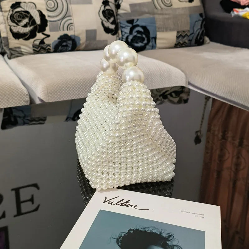 Borsa con perline di pietra acrilica di perle