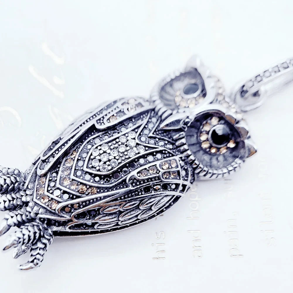 Anhänger Eule, Brandneuer, modischer, trendiger Schmuck aus 925er Sterlingsilber, Zubehör, süßes Seelengeschenk für die Frau