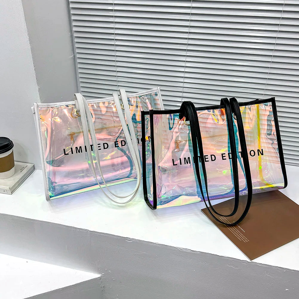 Borsa a mano trasparente in PVC ecologico alla moda