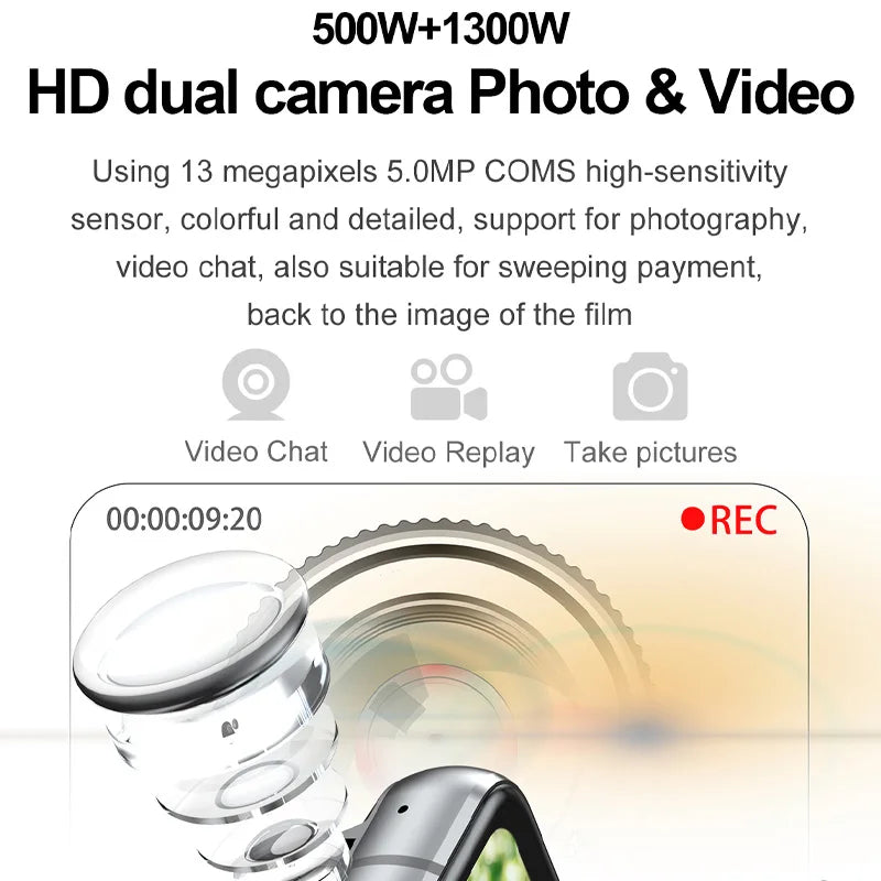 Smartwatch 4G LTE 4 GB di RAM 64 GB di ROM Schermo da 2,88" Doppia fotocamera da 5 MP/13 MP Quad Core 2300 mAh Android 9.0