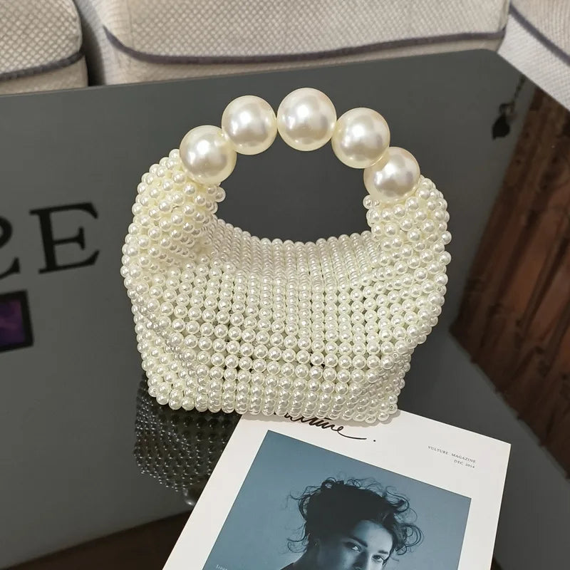 Borsa con perline di pietra acrilica di perle