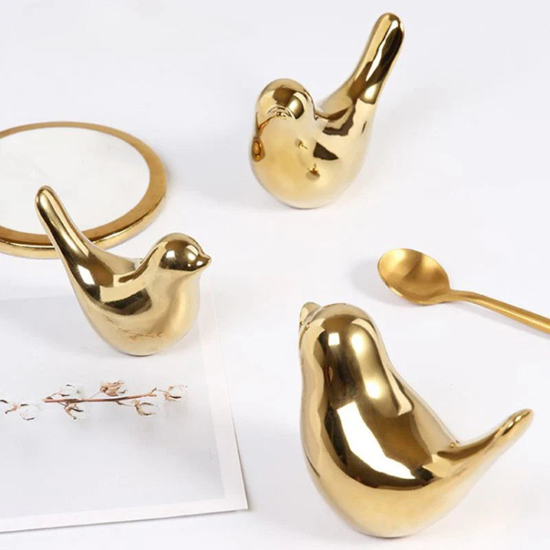 Bird Figure 4 Sizes Nordic Ceramic Gold Statue