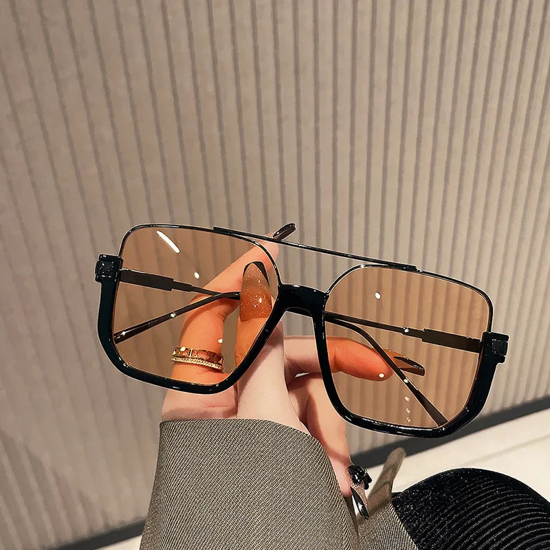 Double Beam Sonnenbrille mit großem Rahmen, neues Retro-Halbrahmen-Design
