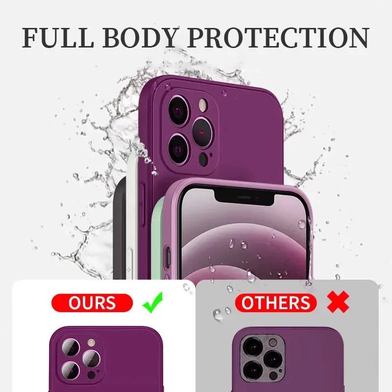 Nuova custodia per telefono per iPhone 15 14 13 11 12 Pro Max Mini X XS Max 15 Plus in silicone tinta unita, protezione anticaduta e antiurto