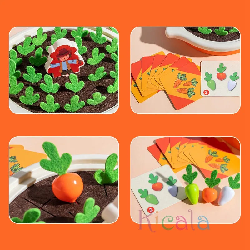 Set di giocattoli Montessori per la scoperta del conteggio delle carote da tirare per bambini