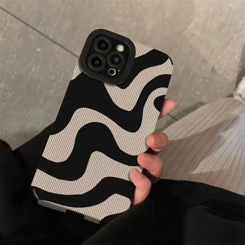 Custodia per telefono alla moda con motivo zebrato nero e bianco per iPhone 14 11 12 13 15 Pro Max 14 15 7 8 Plus X XS Max XR, custodia morbida antiurto