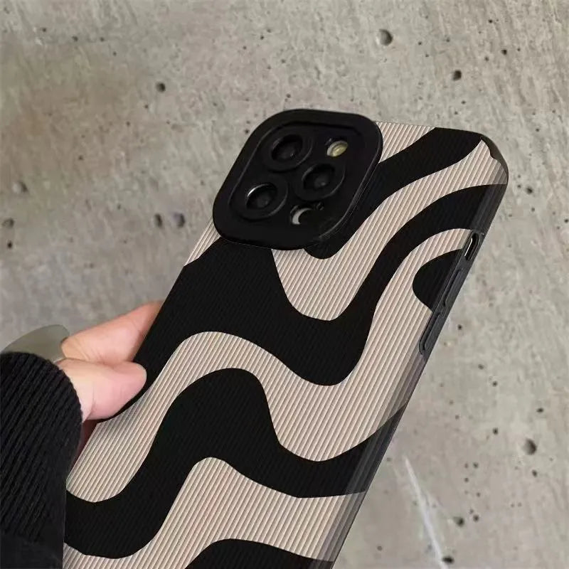 Custodia per telefono alla moda con motivo zebrato nero e bianco per iPhone 14 11 12 13 15 Pro Max 14 15 7 8 Plus X XS Max XR, custodia morbida antiurto