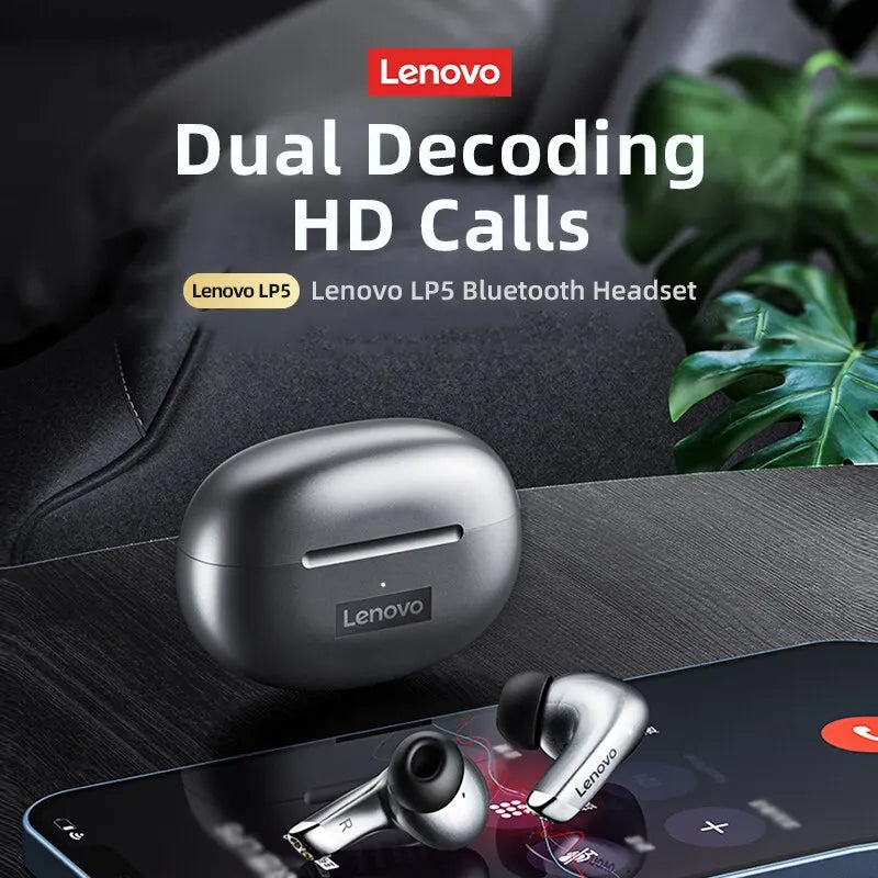 Auricolari Bluetooth senza fili Lenovo LP5 originali, auricolari HiFi, cuffie sportive impermeabili con microfono, nuovi