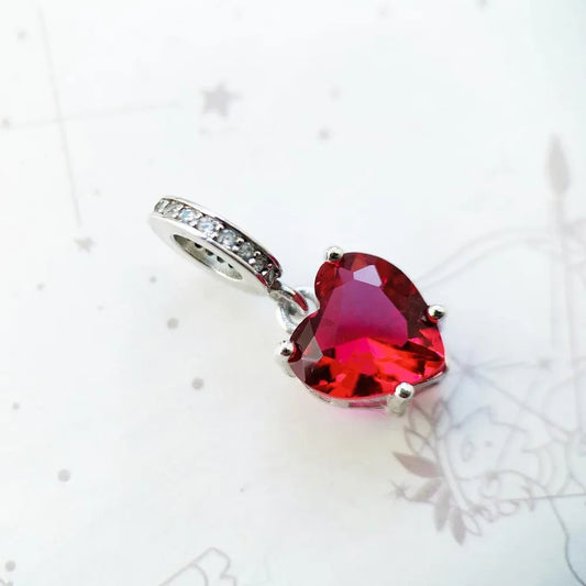 Ciondolo a forma di cuore con pietra rossa da donna, in argento sterling 925, gioielli raffinati, regalo romantico autunnale per ragazze all'ingrosso