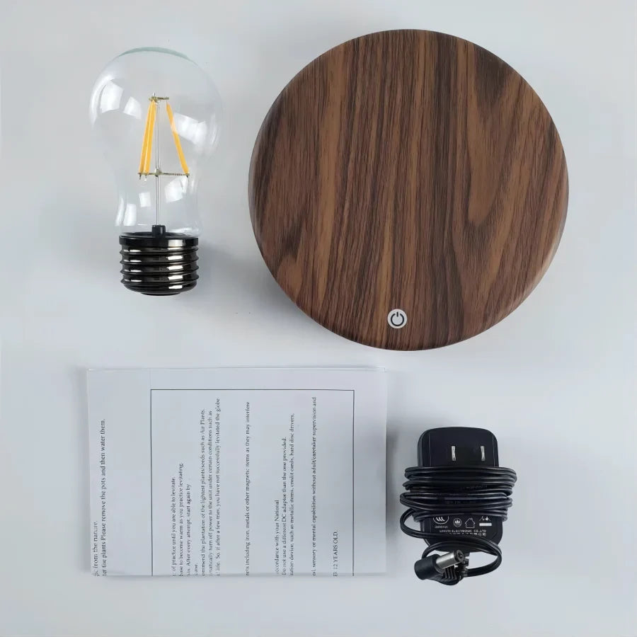 Magnetschwebelampe aus Glas mit LED-Glühbirne