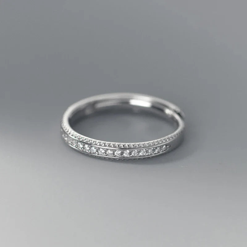 925 Sterling Silver Cassic Frosted Trendy Lovers Couple Ring For Women