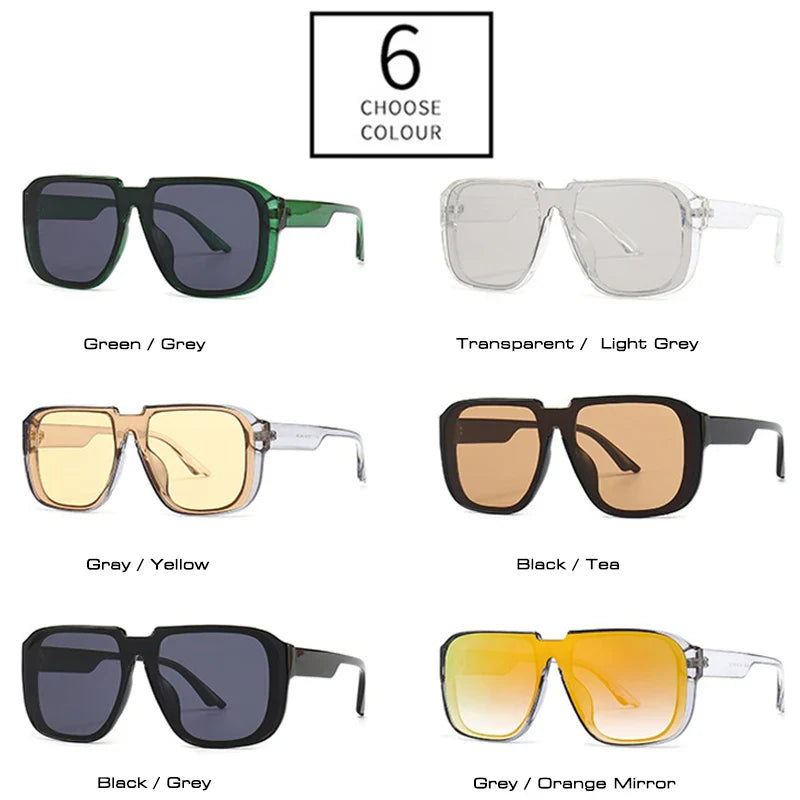 Retro Square One Piece Sonnenbrille Spiegelschirme