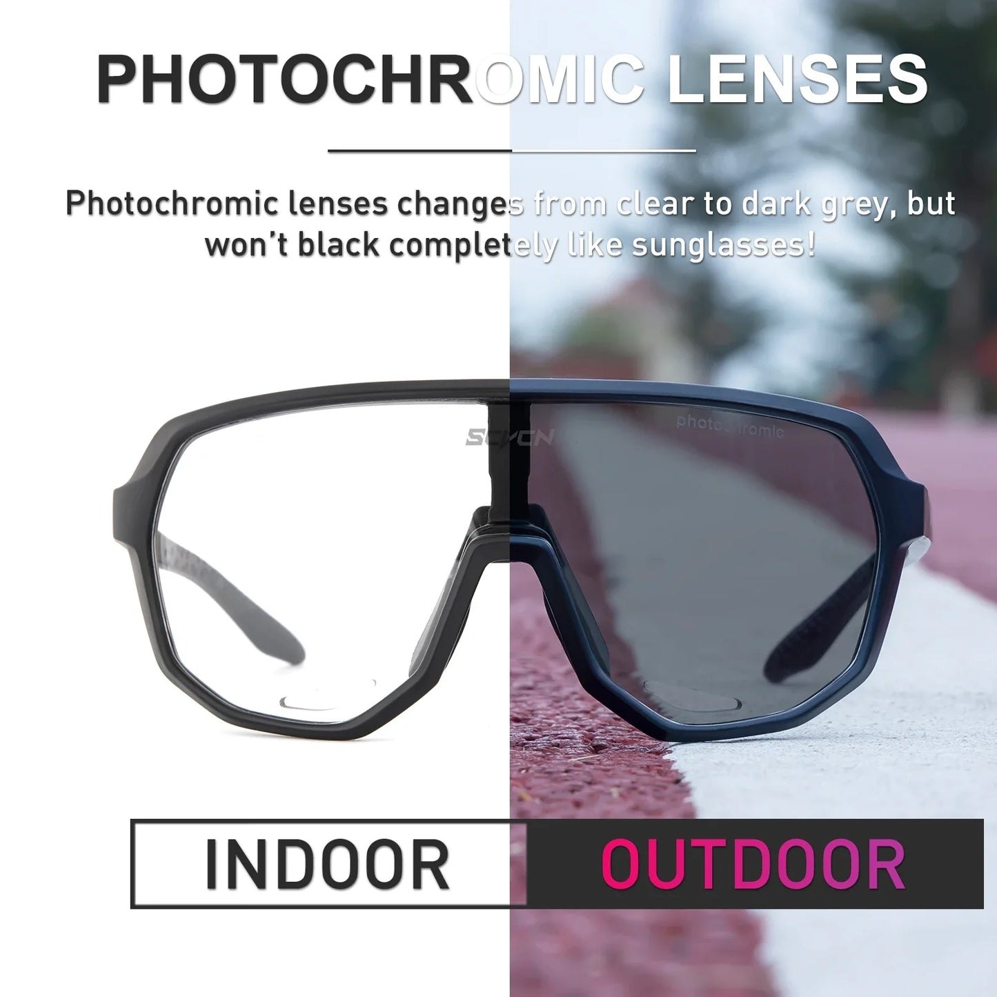 Fahrradbrille, photochrome Sonnenbrille für Herren, Sonne, Mountainbike, Rennrad, Fahrradbrille, Sportbrille, UV400, polarisiert, MTB