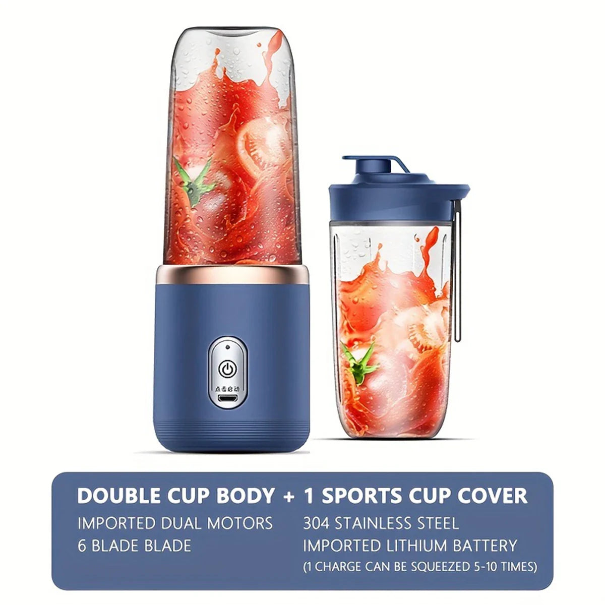 Frullatori per frutta portatili multifunzione USB a doppia tazza