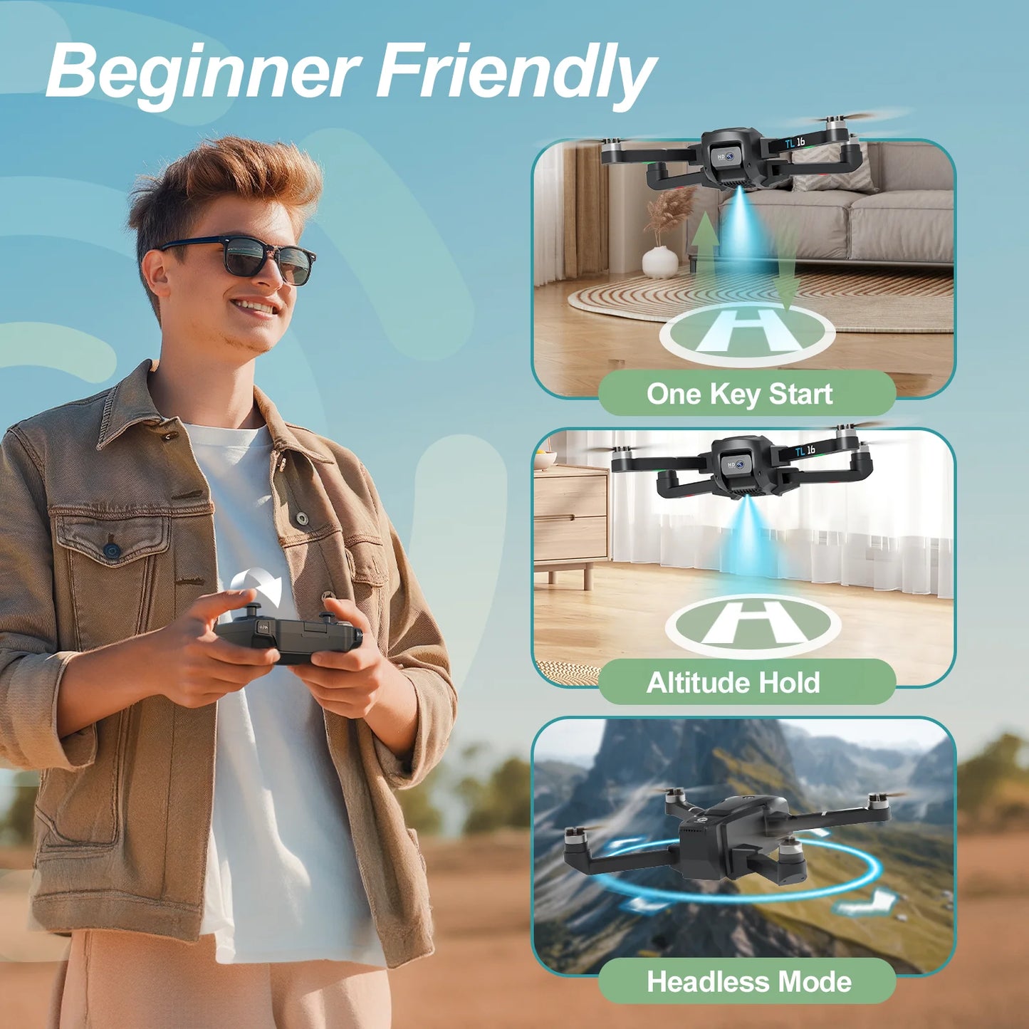 TL16 Drone 1080P HD Camera 2.4G WiFi FPV UAV Toy RC Quadcopter Brushless Motor Wide Angle Motorised lens Optical Flow Gift CO