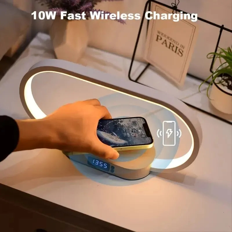 Multifunktions-Senza-fili-Ladegerät Pad Ständer Uhr LED-Lampe