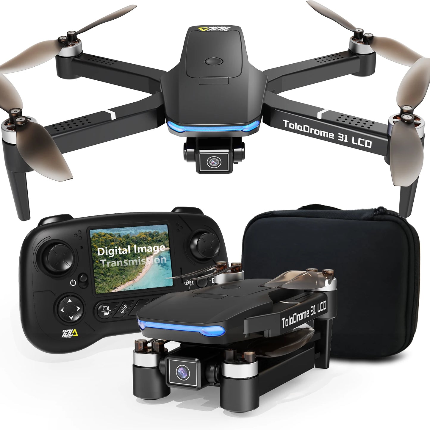 TD31LCD Drone RC Quadcopter with 320*240 LCD Screen Brushless UAV Optical Flow for Adult Beginner  Digital Image Transmission CO