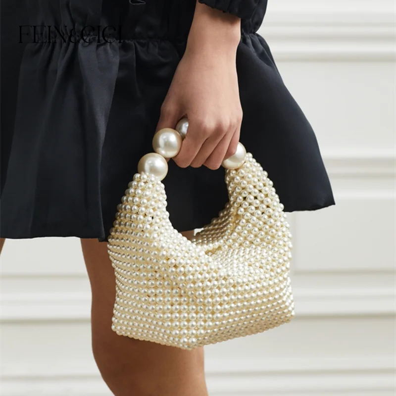 Borsa con perline di pietra acrilica di perle