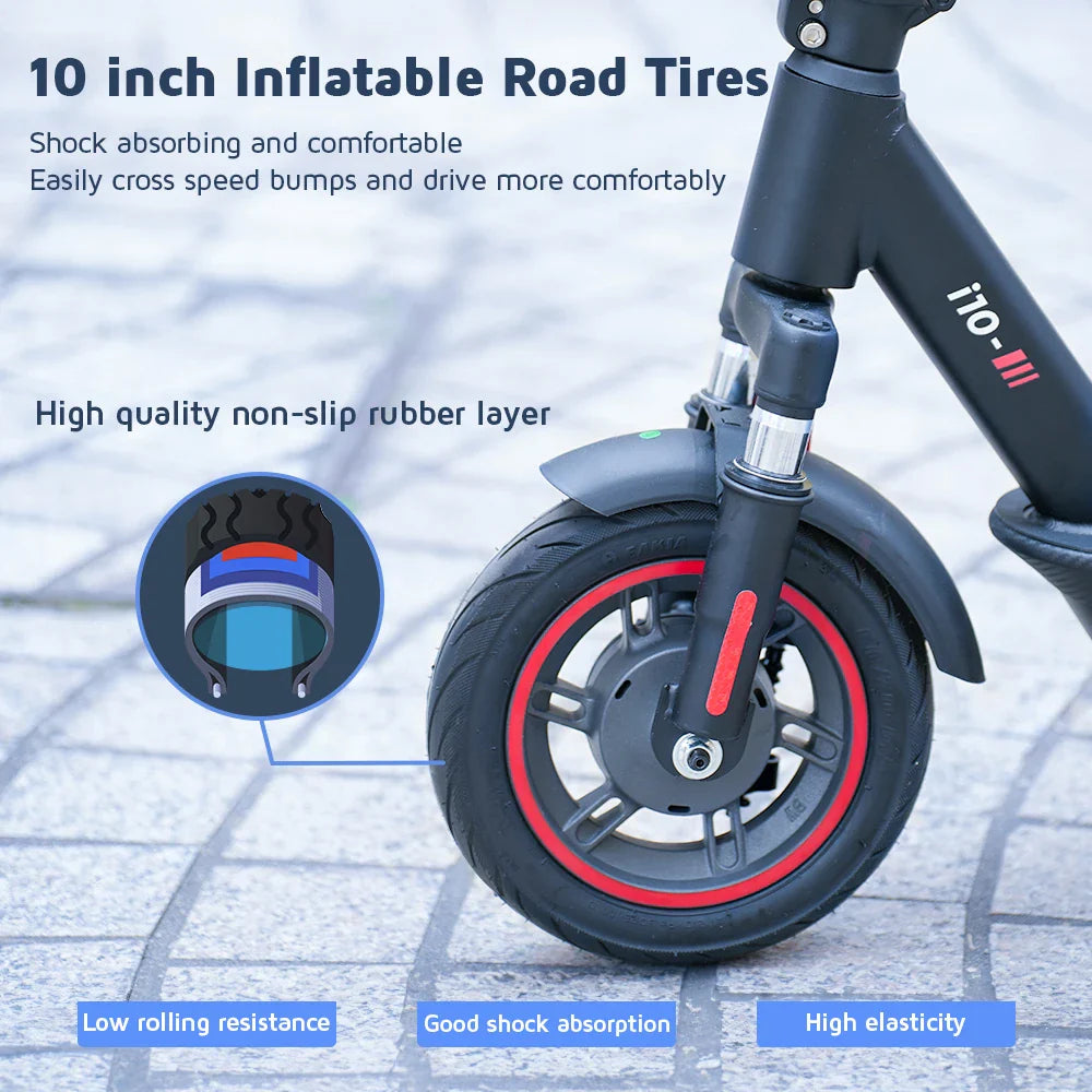 Elektroroller i10 650 W, Akku 15 Ah, Höchstgeschwindigkeit 45 km, Reichweite 40 km/h, Räder 10 Zoll, faltbar und tragbar mit Smart-App