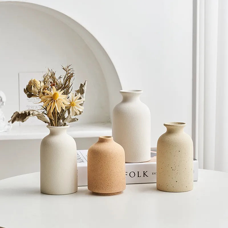 CAPIRON Piccolo vaso da fiori in ceramica, stile nordico, mini, moderno, arte, tavolo, soggiorno, cucina, decorazione, accessori, fiori secchi