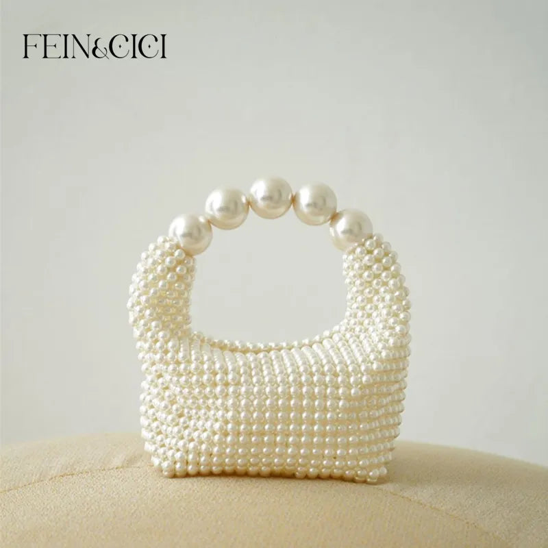 Borsa con perline di pietra acrilica di perle