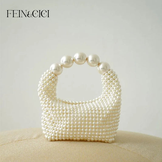 Borsa con perline di pietra acrilica di perle