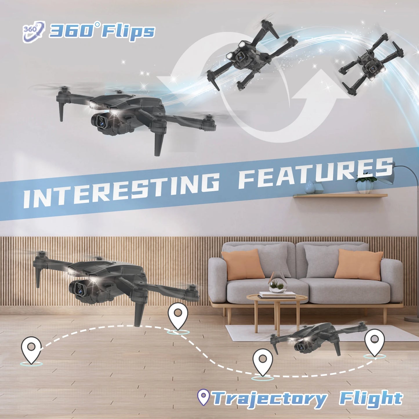 IDEA12 mini Drone 1080P HD Camera 2 Batteries Foldablef RC Quadcopter 2.4G WiFi FPV Optical Flow for Kids Gift CO