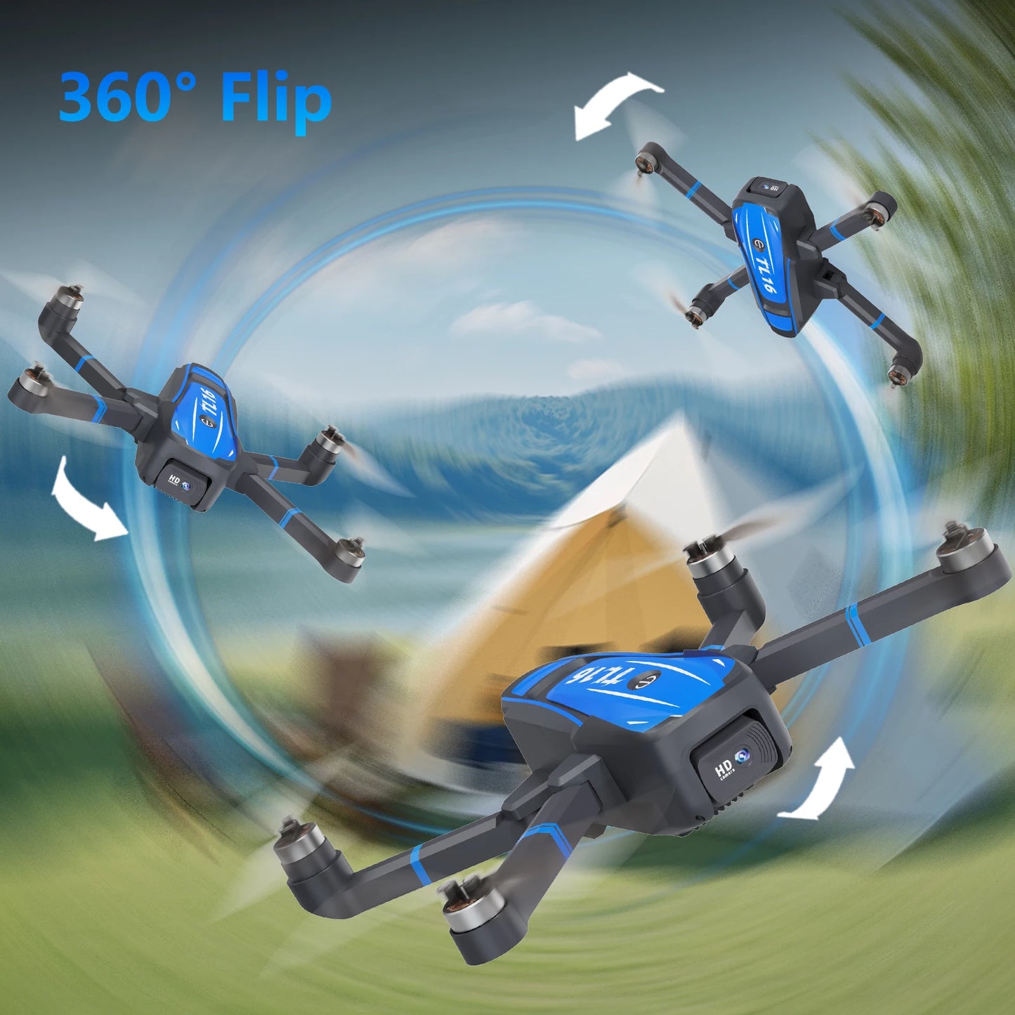 TL16 Brushless Motor Drone with 1080P Camera, FPV Drone for Beginner, Optical Flow Positioning  90° Motorised Adjustable Lens