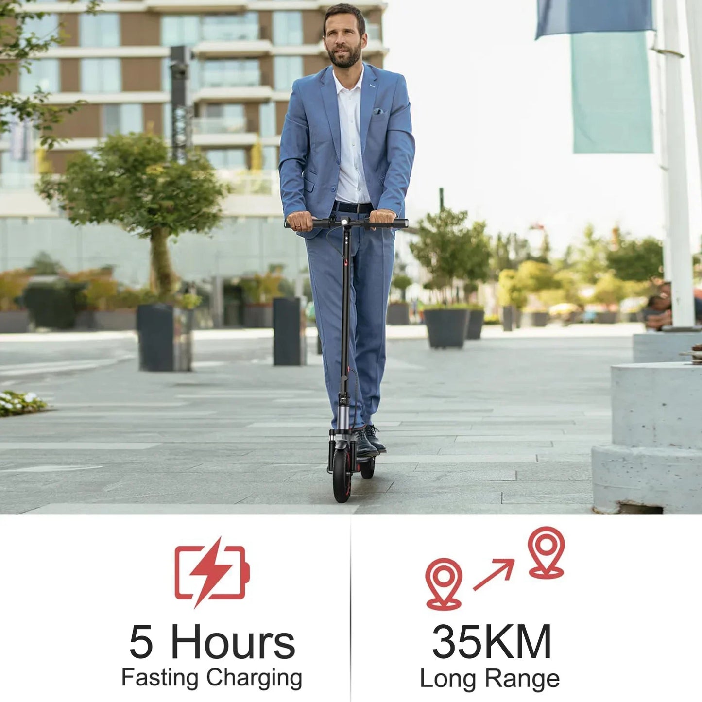 Elektroroller TS07 10,5 AH, 8,5-Zoll-Räder, doppelte Stoßdämpfung, 35 km Reichweite und 350 W/500 W