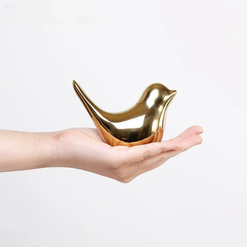 Bird Figure 4 Sizes Nordic Ceramic Gold Statue