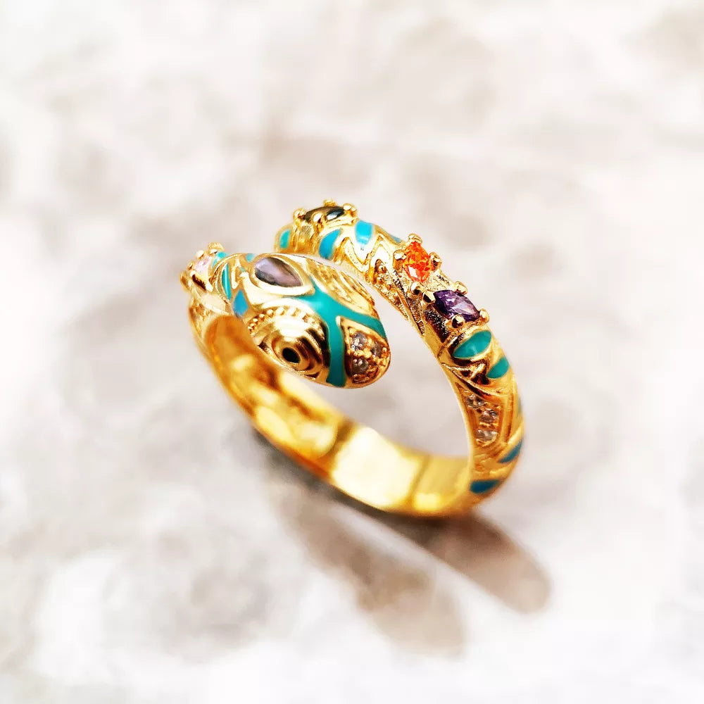 Anello a forma di serpente magico dorato, classico gioiello di moda europea per donna, regalo in argento sterling 925