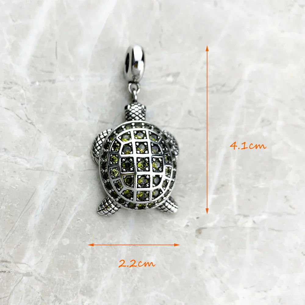 Ciondolo tartaruga verde grande nuovo di zecca gioielli di moda accessori europei argento sterling 925 regalo per donna uomo