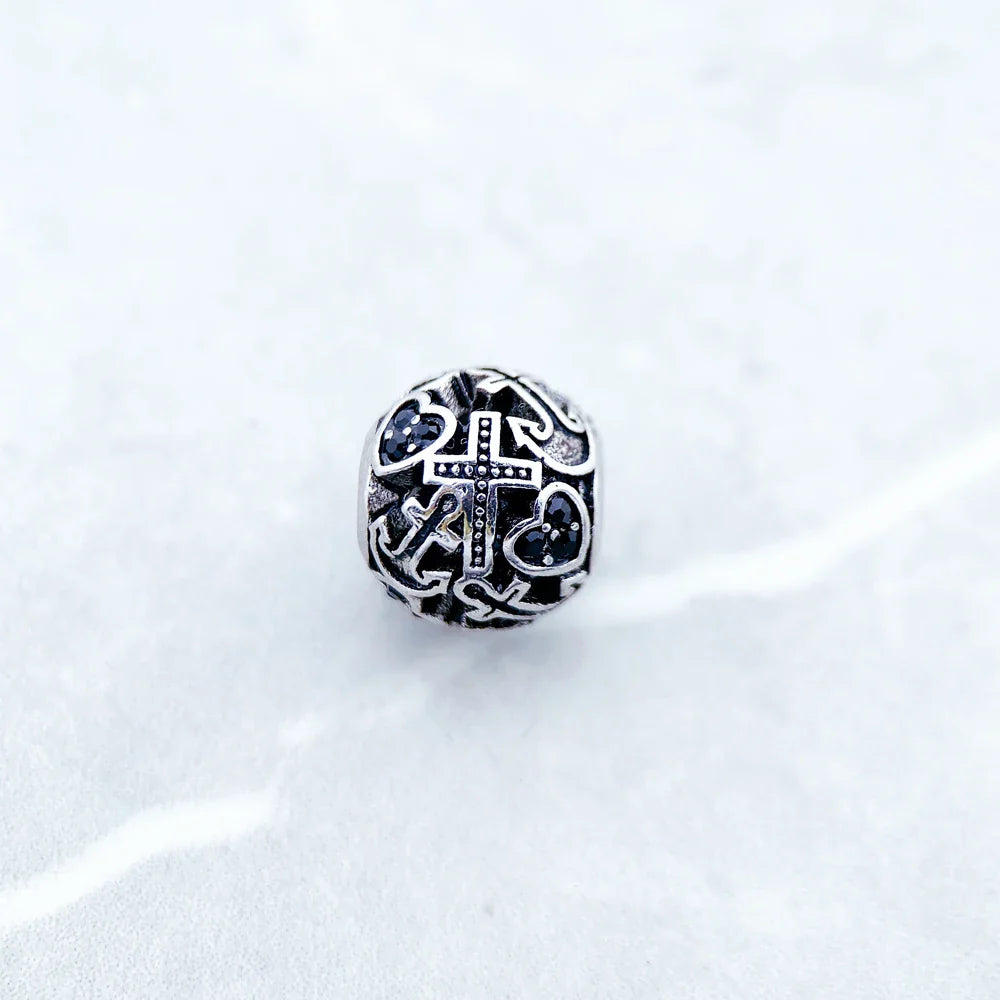 Perline Fede Amore Speranza, ciondoli in argento sterling 925 con zirconi Karma, accessori per gioielli europei