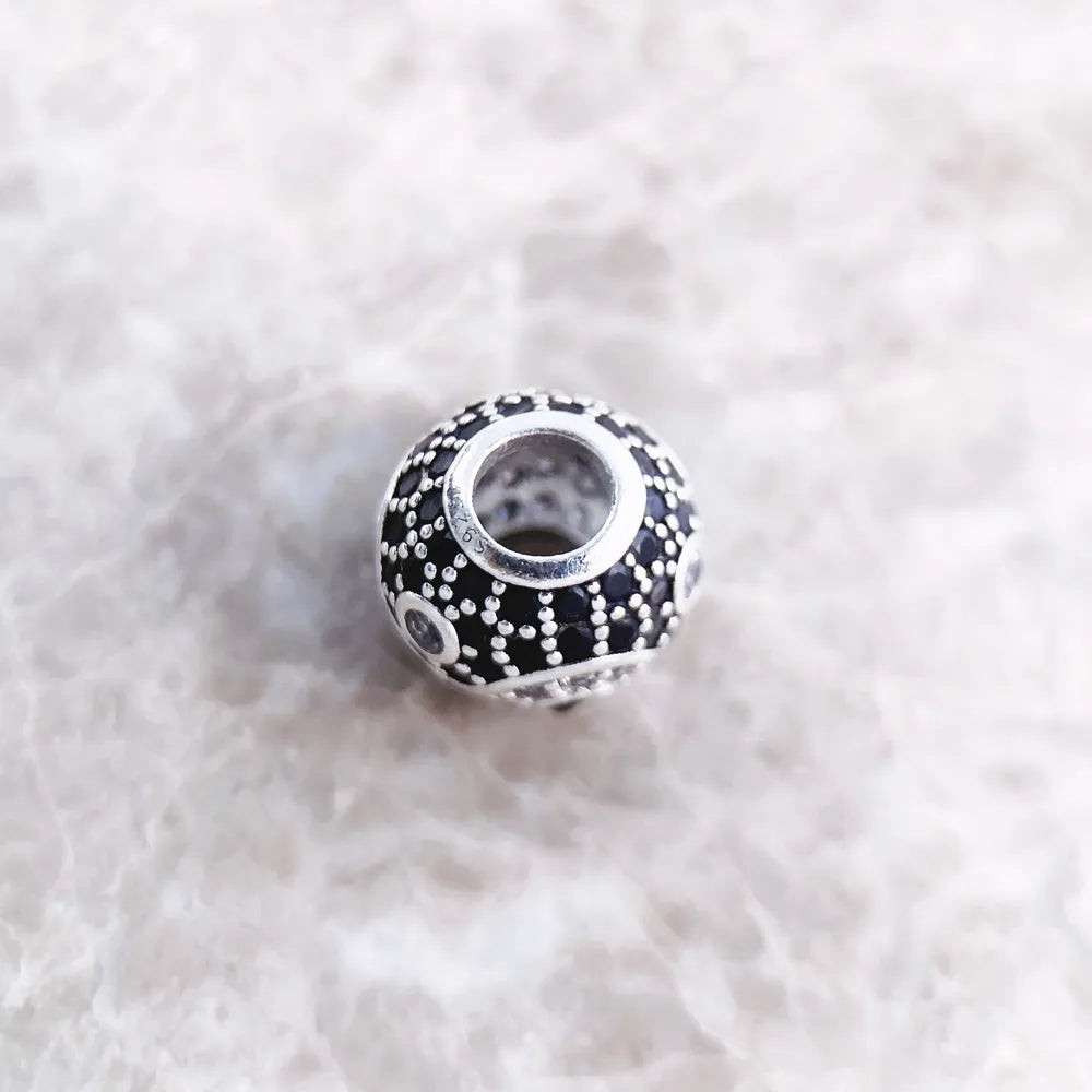 Perline Yin Yang Micro Pave Ball Charm per donna Fai da te Gioielli raffinati Creazione uomo Vero argento Sterling 925 Regalo Europa