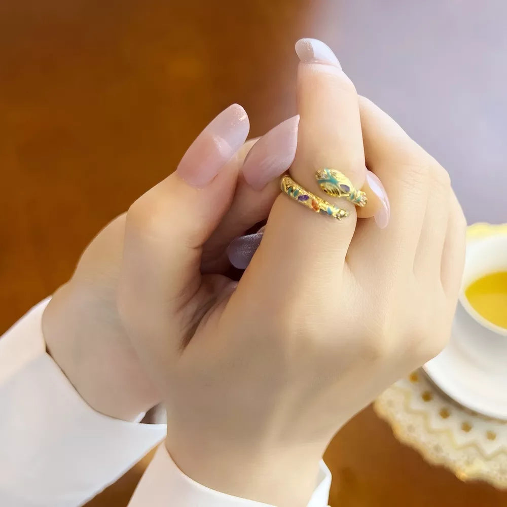 Anello a forma di serpente magico dorato, classico gioiello di moda europea per donna, regalo in argento sterling 925