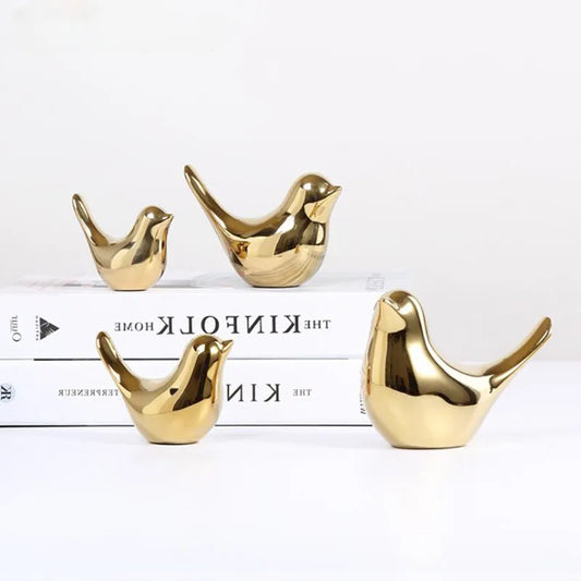 Bird Figure 4 Sizes Nordic Ceramic Gold Statue
