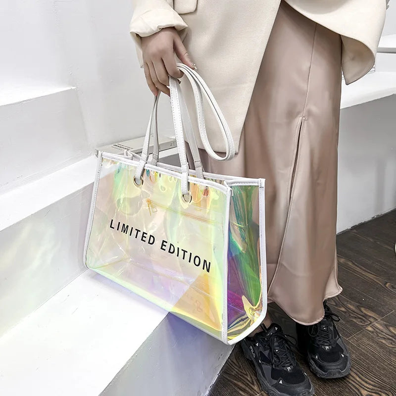 Borsa a mano trasparente in PVC ecologico alla moda