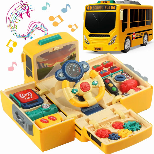 Giocattolo di simulazione di guida dell'autobus Montessori con suoni e luci