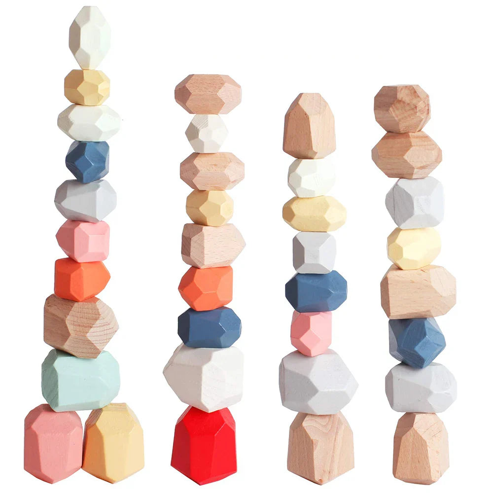 Gioco Montessori per bambini: costruire rocce e blocchi
