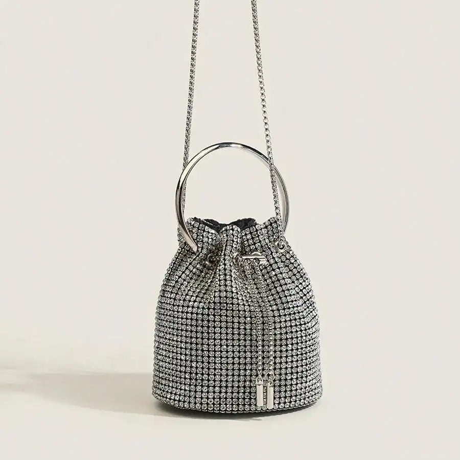 Shiny Crystal Clutch purse bucket Shoulder bag rhinestone Handmade purses and handbags luxury Designer Evening clutch Bag Purse