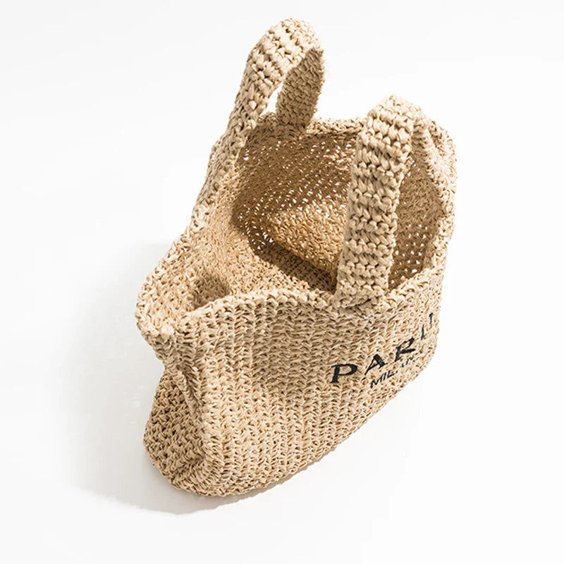 Borsa tote grande in paglia alla moda