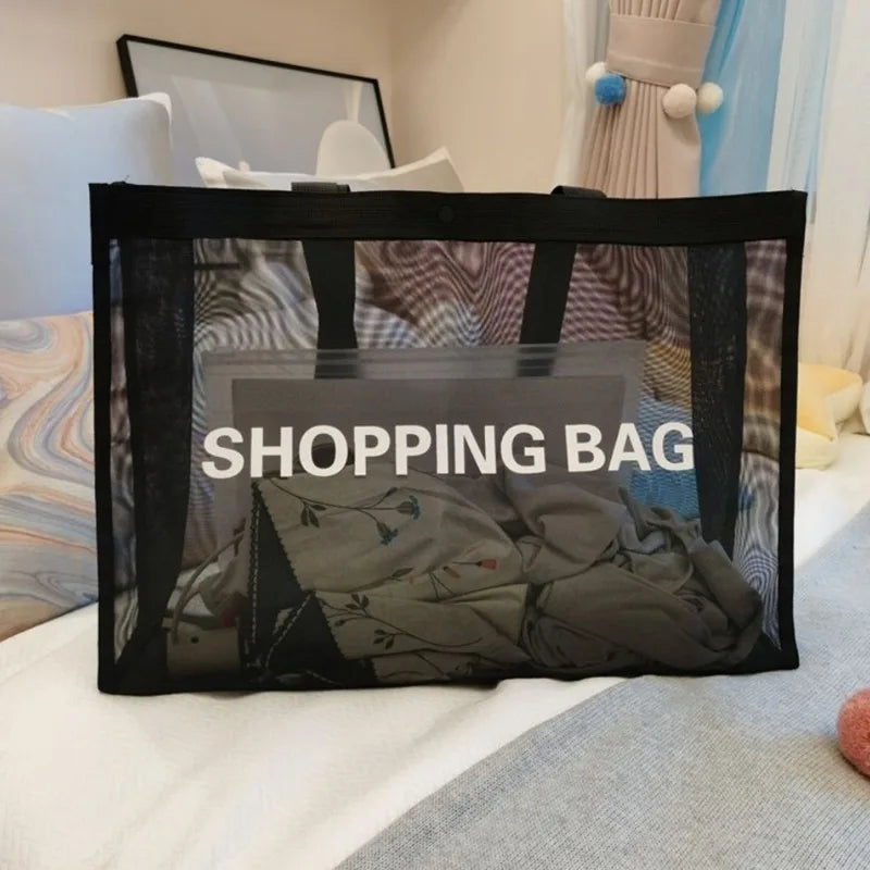 Borsa della spesa in rete di nylon trasparente
