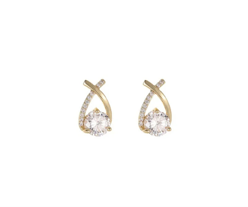 Orecchini a forma di croce con elegante cristallo per donna