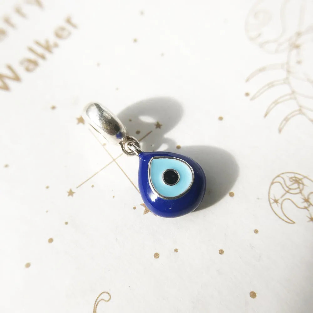 Ciondolo pendente in argento sterling massiccio 925 con occhio di Nazar, protezione, gioielli estivi da donna