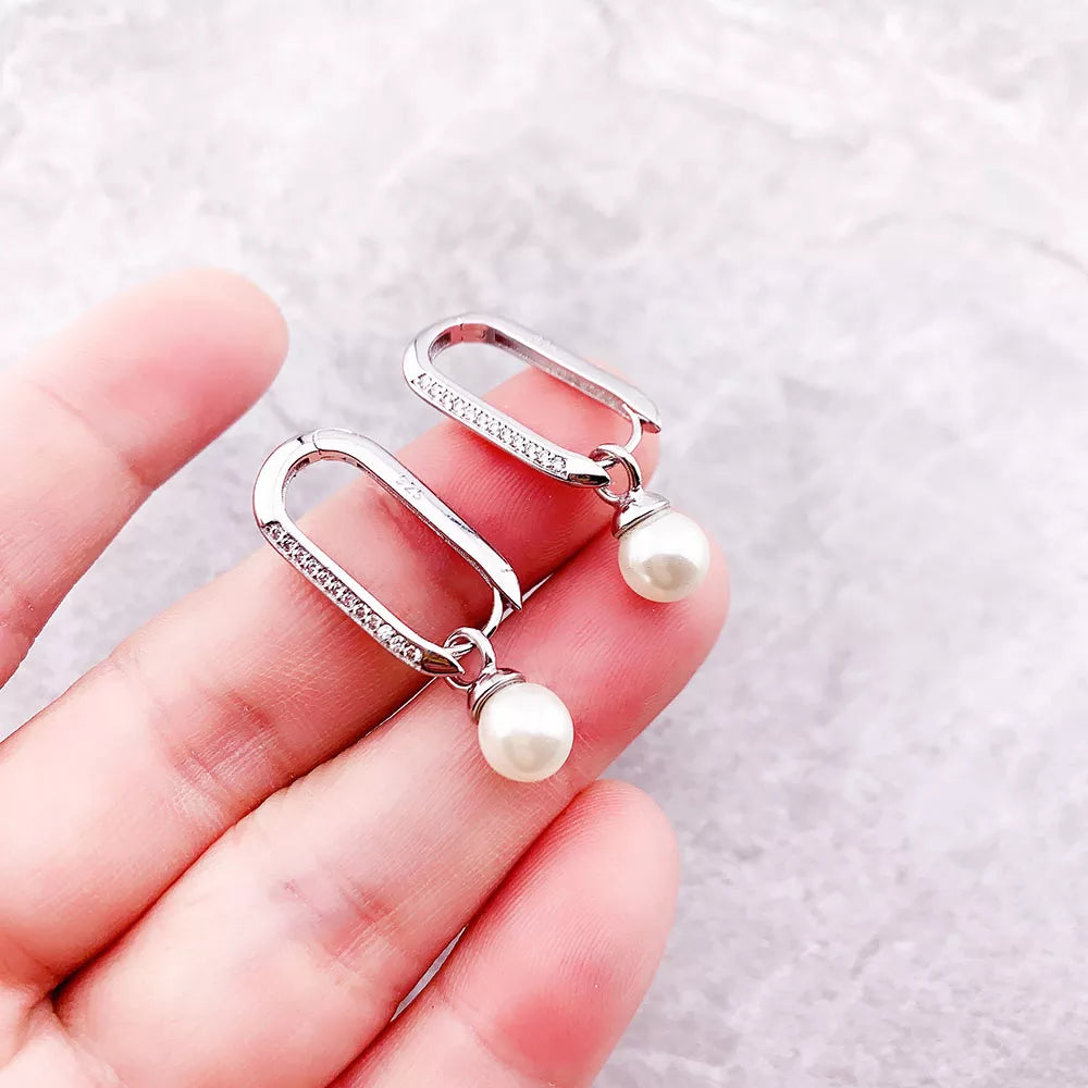 Orecchini a cerchio con maglie e perle, gioielli raffinati e romantici, regalo per donna in argento sterling 925