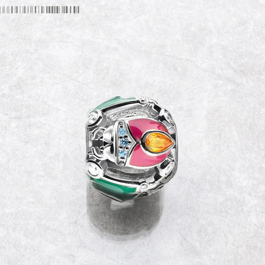Perline colorate, scarabeo, nuovissimo, in argento sterling 925, gioielli europei, accessori, regalo per donne e uomini.