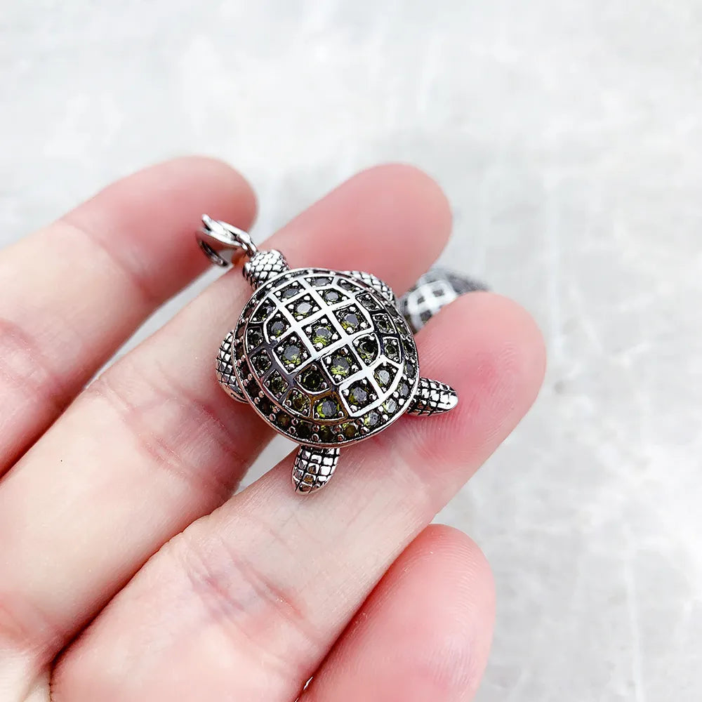 Ciondolo tartaruga verde grande nuovo di zecca gioielli di moda accessori europei argento sterling 925 regalo per donna uomo